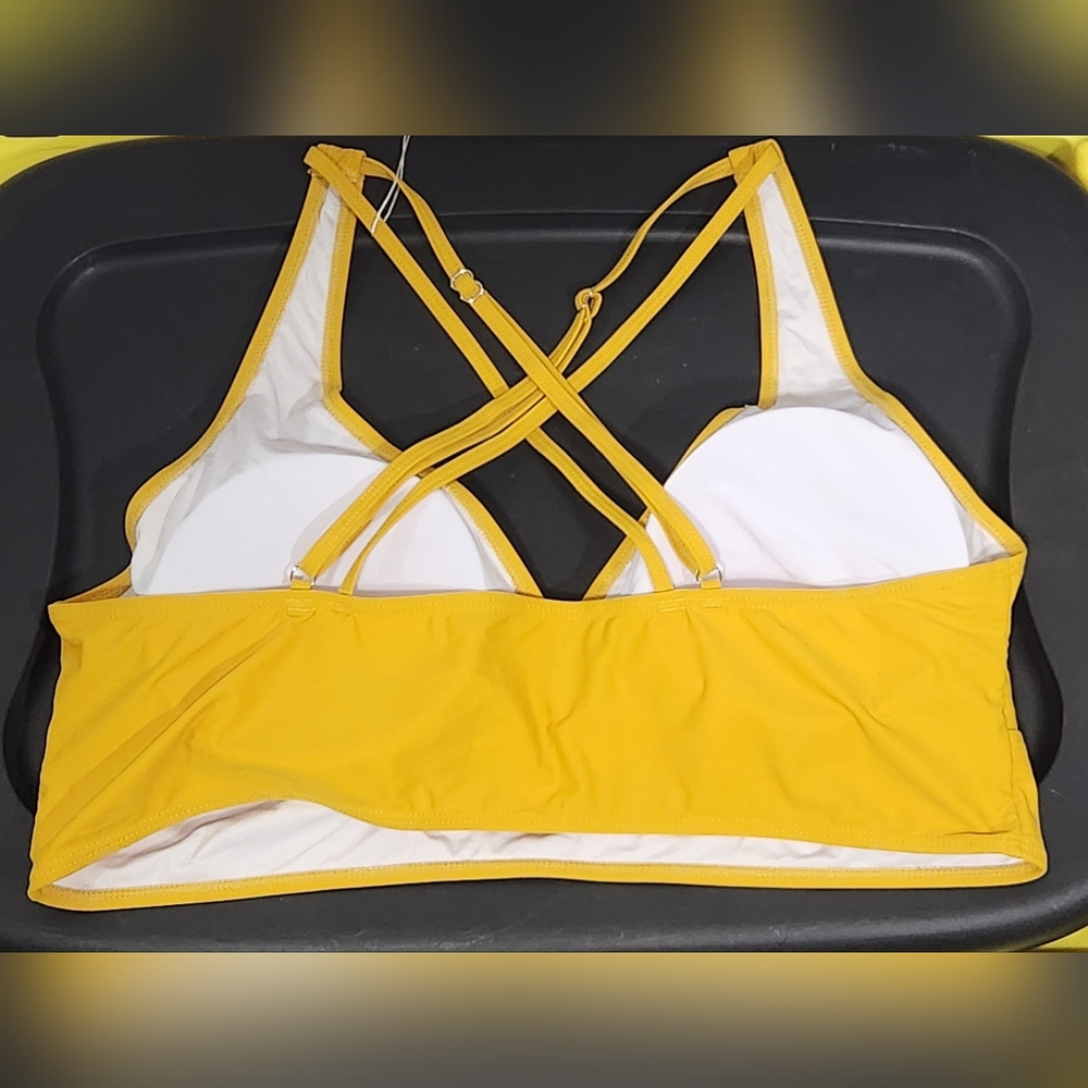 Summer Mae Yellow Crisscross Strap Bikini Top-Size 22 - Picture 8 of 10